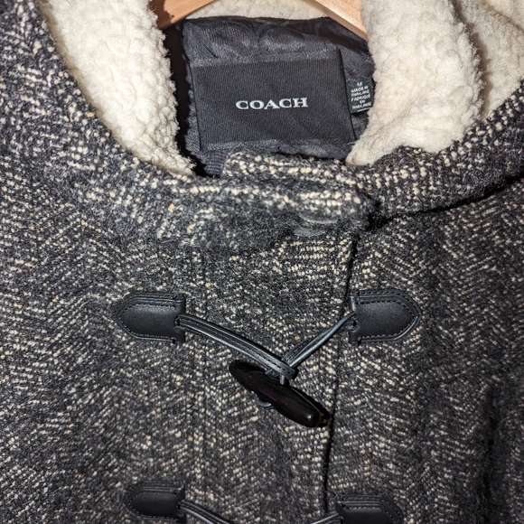 Coach wool duffle coat size medium, black, grey and white Tweed - Picture 2 of 7